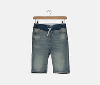 Boys Slim Fit Drawstring Denim Short  Blue - thumbnail