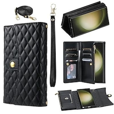 Phone Case For Samsung Galaxy S24 S23 S22 S21 S20 Ultra Plus FE A53 Wallet Case Zipper Full Body Protective with Lanyard Retro Geometric Pattern TPU PU Leather Lightinthebox