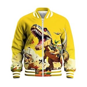 Boys 3D Dinosaur Jacket Long Sleeve Spring Fall Winter Active Streetwear Cool Polyester Kids 3-12 Years V Neck Zip Street Daily Regular Fit Lightinthebox