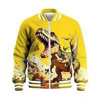 Boys 3D Dinosaur Jacket Long Sleeve Spring Fall Winter Active Streetwear Cool Polyester Kids 3-12 Years V Neck Zip Street Daily Regular Fit Lightinthebox - thumbnail