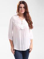 Casual Solid Lace Stitching Hollow Out V-Neck Tops For Women