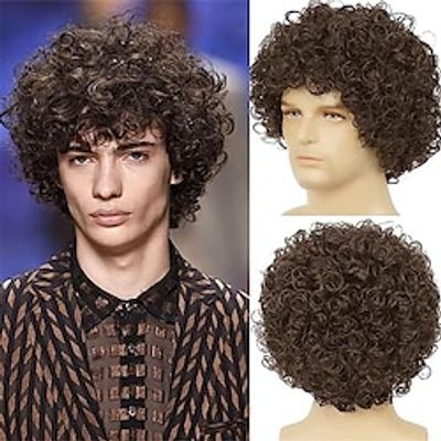 Dai Cloud Short Brown Curly Afro Wigs for Men Fluffy Rocker Synthetic Wigs for Cosplay Costume Wigs Lightinthebox Dai Cloud Short Brown Curly Afro Wigs for Men Fluffy Rocker Synthetic Wigs for Cosplay Costume Wigs Lightinthebox