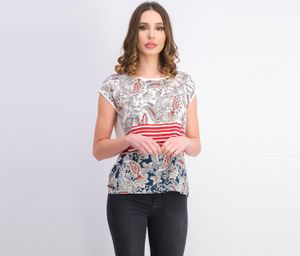 Womens Printed Top  Off White Combo
