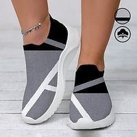 Women's Contrast Color Geometric Graphic Print Soft Slip-on Fly Knit Sneakers Lightinthebox - thumbnail