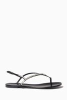 Aries Crystal Flat Sandals in Leather - thumbnail