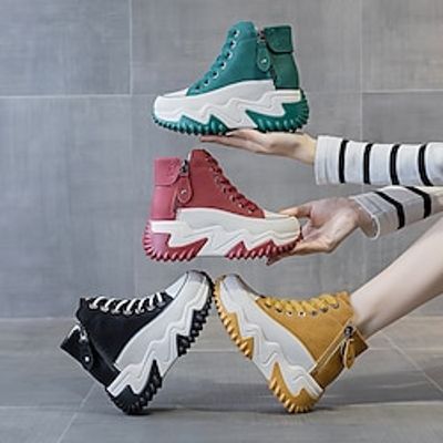 Women's Sneakers Boots Dad Shoes High Top Sneakers Comfort Shoes Daily Booties Ankle Boots Winter Zipper Flat Heel Wedge Heel Round Toe Sporty Classic Casual Walking Faux Suede PU Loafer Color Block miniinthebox Women's Sneakers Boots Dad Shoes High Top Sneakers Comfort Shoes Daily Booties Ankle Boots Winter Zipper Flat Heel Wedge Heel Round Toe Sporty Classic Casual Walking Faux Suede PU Loafer Color Block miniinthebox