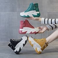 Women's Sneakers Boots Dad Shoes High Top Sneakers Comfort Shoes Daily Booties Ankle Boots Winter Zipper Flat Heel Wedge Heel Round Toe Sporty Classic Casual Walking Faux Suede PU Loafer Color Block miniinthebox - thumbnail
