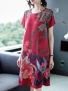 Round Neck Floral Printed Shift Dress