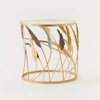 Metallic Accent Table with Glass Top - 50x50x50 cms