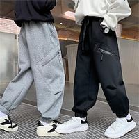 Kids Boys Sweatpants Trousers Pocket Solid Color Comfort Pants School Daily Black Gray Lightinthebox - thumbnail