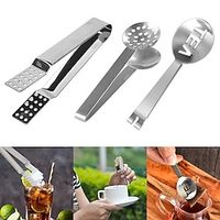 3Pcs Stainless Steel Tea Bag Tongs Teabag Squeezer Strainer Holder Grip Metal Spoon Mini Sugar Clip Ice Tongs Kitchen Bar Tools Lightinthebox - thumbnail