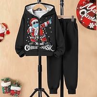 Christmas Boys 3D Santa Claus Hoodie  Pants Set Long Sleeve 3D Printing Fall Winter Active Fashion Cool Polyester Kids 3-12 Years Outdoor Street Vacation Regular Fit Lightinthebox - thumbnail