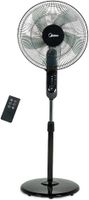 Midea Pedestal Stand Fan with Remote Control, 16 inch, 3D Oscillation Directions, 3 Speed Levels & Adjustable Height, 5 Leaf Blade with 7.5 Hours Timer, Black - FS4015FR