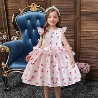 Kids Girls' Dress Party Dress Solid Color Floral Short Sleeve Wedding Birthday Princess Beautiful Polyester Mesh Summer Spring Fall 3-10 Years Champagne Red Blue Lightinthebox - thumbnail