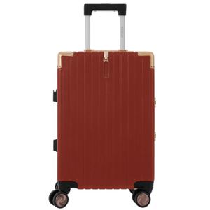 PARA JOHN Cabin Luggage with Self-rebound Handle and Spinner Wheels, PC Travel Suitcase for Women Men, Carry on Suitcase for Business, Unique Record Shape Design 20 Inch RED