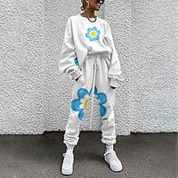 Women's Basic Streetwear Floral 3D Print Vacation Casual  Daily Two Piece Set Tracksuit T shirt Pant Loungewear Drawstring Print Tops Lightinthebox - thumbnail