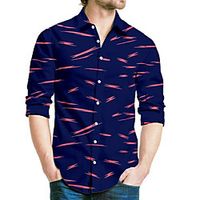 Men's Shirt 3D Print Graphic Turndown Street Casual Button-Down Print Long Sleeve Tops Casual Fashion Breathable Blue miniinthebox - thumbnail