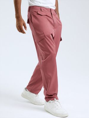 Men Fashion Button Design Zip Front High Waist Casual Pants