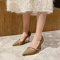 Women's Heels Slip-Ons Bling Bling Dress Shoes Sparkling Shoes Wedding Daily Bridal Shoes Rhinestone Stiletto Pointed Toe Elegant Fashion Minimalism PU Loafer Black Khaki Beige Lightinthebox