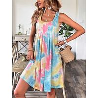 Women's Casual Dress Tank Dress Tie Dye Print U Neck Mini Dress Streetwear Street Holiday Sleeveless Regular Fit Pink Green Summer S M L XL 2XL Lightinthebox