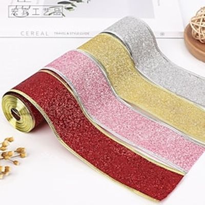 Rondom 5 Pcs Christmas Ribbon Packaging Ribbon Handcuffing Iron Wire Edge Christmas Decoration Bow Tie Gold Powder Ribbon Lightinthebox