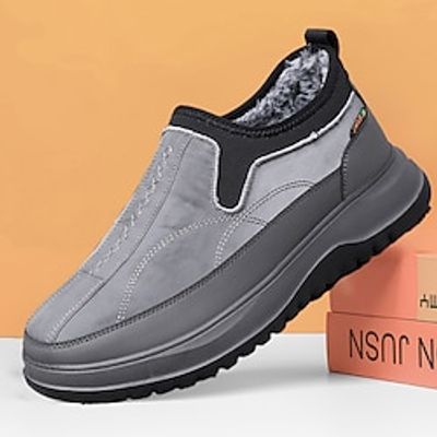 Men's Sneakers Loafers  Slip-Ons Driving Loafers Winter Shoes Fleece lined Walking Casual Outdoor Daily Cloth Warm Loafer Black Grey Fall Winter miniinthebox
