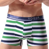 Navy Style Stripes Printing Cotton Breathable Boxer Briefs for Men