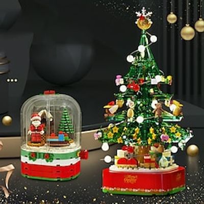 Christmas Tree Building Blocks Rotating Lights Music Creative Decorations Children's Puzzle Assembly Christmas Gifts Lightinthebox