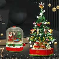 Christmas Tree Building Blocks Rotating Lights Music Creative Decorations Children's Puzzle Assembly Christmas Gifts Lightinthebox - thumbnail