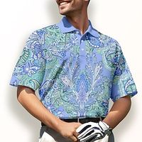 Men's Polo Shirt Golf Shirt Button Up Polo Breathable Quick Dry Moisture Wicking Short Sleeve Golf Apparel Golf Clothes Regular Fit Floral Summer Tennis Golf Pickleball miniinthebox - thumbnail