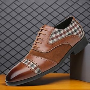 Men's Oxfords Derby Shoes Formal Shoes Brogue Dress Shoes Walking Casual Daily PU Comfortable Lace-up Black Brown Spring Fall miniinthebox