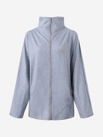 Pure Color Zipper Sweatshirt Coats