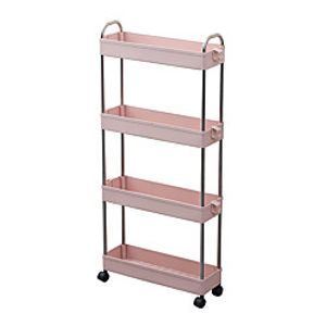 4 Tier Slim Storage Cart Mobile Shelving Unit Organizer Slide Out Storage Rolling Utility Cart Tower Rack with Handles for Kitchen Bathroom Laundry Narrow Places Lightinthebox