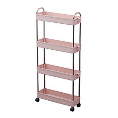 4 Tier Slim Storage Cart Mobile Shelving Unit Organizer Slide Out Storage Rolling Utility Cart Tower Rack with Handles for Kitchen Bathroom Laundry Narrow Places Lightinthebox