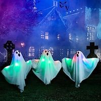 Halloween Ghost Yard Stakes with Light Up Set of 3 Halloween Ghost Decorations Halloween Yard Stakes for Outdoor Decorations Halloween Yard Decoration Haunted House Decoration Lightinthebox - thumbnail