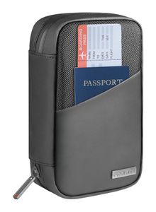 Promate Gearsuit Travel Accessories Organizer Wallet Unisex, IPX 3 Water Resistant, Black