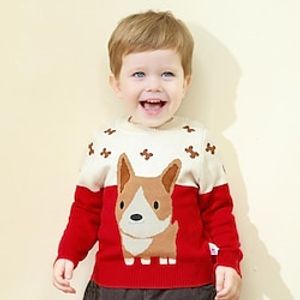 Toddler Boys Sweater Animal Long Sleeve Crewneck School Fashion Red Winter Clothes 3-7 Years  Fall Lightinthebox