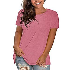 plus size summer shirts for women casual short sleeve t shirts for teen girls basic tees coral Lightinthebox