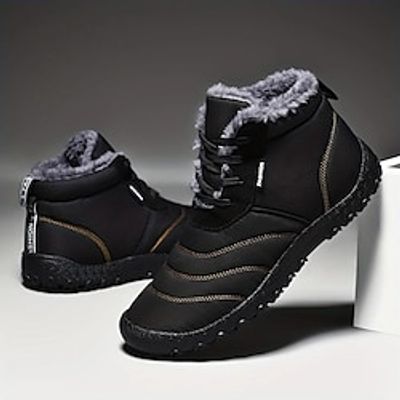 Men's Boots Snow Boots Winter Boots Fleece lined Hiking Cycling Shoes Casual British Daily Office  Career Suede Waterproof Warm Slip Resistant Booties  Ankle Boots Lace-up Black Blue Brown Fall Lightinthebox