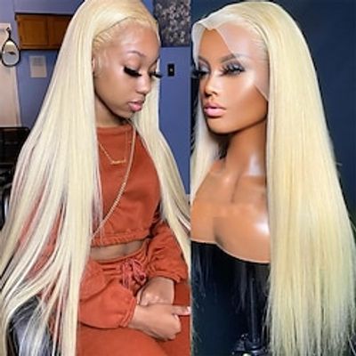 613 Blonde 13x4 Lace Front Straight Wigs Human Hair 180% Denisty 18 inch Brazilian Straight Human Hair Lace Frontal Wigs Unprocessed Vrgin Hair Pre Plucked with Baby Hair for Black Women Lightinthebox
