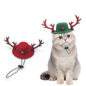 New Christmas Deer Horn Hat cosplay Pet Accessories Cat Dog Dress up Cute Elk Pet Hat Lightinthebox