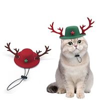 New Christmas Deer Horn Hat cosplay Pet Accessories Cat Dog Dress up Cute Elk Pet Hat Lightinthebox - thumbnail