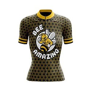 21Grams Women's Short Sleeve Cycling Jersey Summer Spandex Polyester Yellow Bike Jersey Top Mountain Bike MTB Road Bike Cycling Quick Dry Moisture Wicking Breathable Sports Clothing Apparel miniinthebox