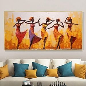 African American Art Handpainted Large Abstract Painting Canvas Original African Canvas Art Mid Century Dancing Women Wall Art Handmade Abstract painting No Frame miniinthebox