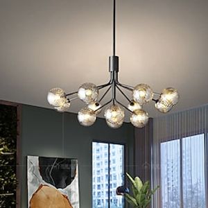 LED Pendant Light 91218-Lights Ceiling Light Fixtures Modern Matte BlackTransparent Glass Shade Semi Flush Mount Ceiling Light with Glass Shade Lightinthebox