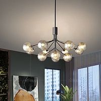 LED Pendant Light 91218-Lights Ceiling Light Fixtures Modern Matte BlackTransparent Glass Shade Semi Flush Mount Ceiling Light with Glass Shade Lightinthebox - thumbnail
