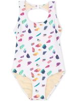 Andorine crystals print swimsuit - White