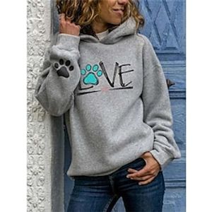 Women's Hoodie Pullover Sportswear Casual Gray Letter Loose Fit Hooded Long Sleeve S M L XL XXL  Winter  3D Print Lightinthebox