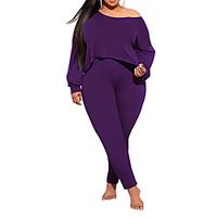 Women's Plus Size Tops Set Plain Asymmetric Long Sleeve Crewneck Streetwear Daily Going out Polyester Spring Summer Green Blue miniinthebox - thumbnail