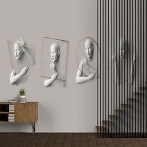 3D People Wallpaper Mural 3D Sculpture People Wall Covering Sticker Peel and Stick Removable PVC/Vinyl Material Self Adhesive/Adhesive Required Wall Decor for Living Room Kitchen Bathroom miniinthebox